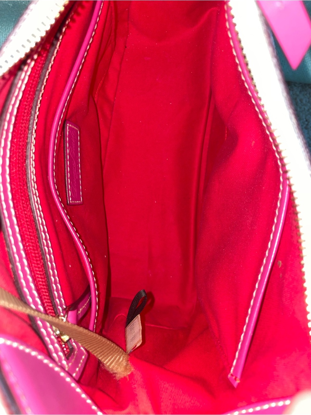 Dooney Bourke White Monogram Shoulder Bag with Pink Trim - Gretta Twist Strap - Picture 10 of 17